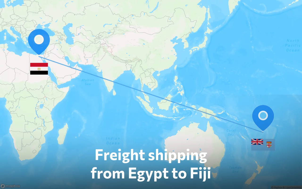 Shipping route from Egypt to Fiji