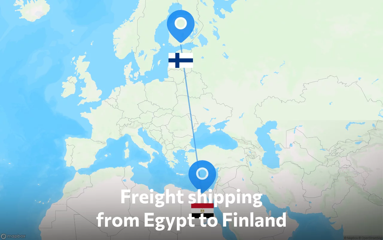 Shipping route from Egypt to Finland