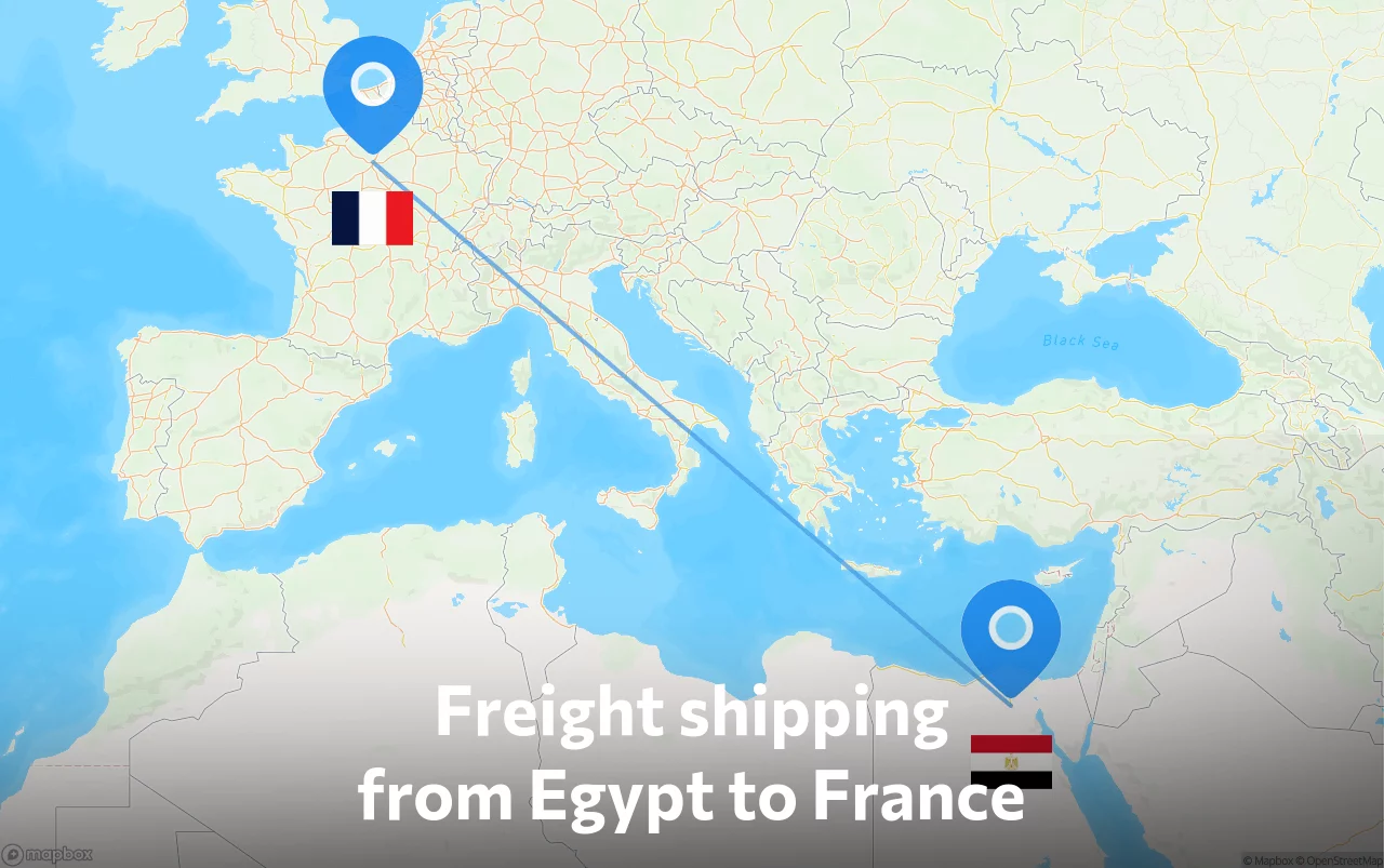 Shipping route from Egypt to France