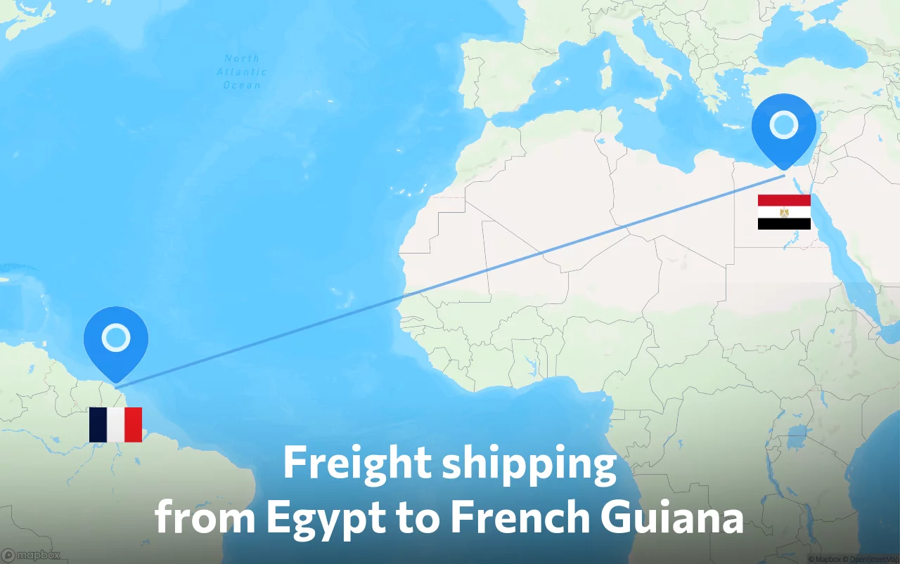 Shipping route from Egypt to French Guiana
