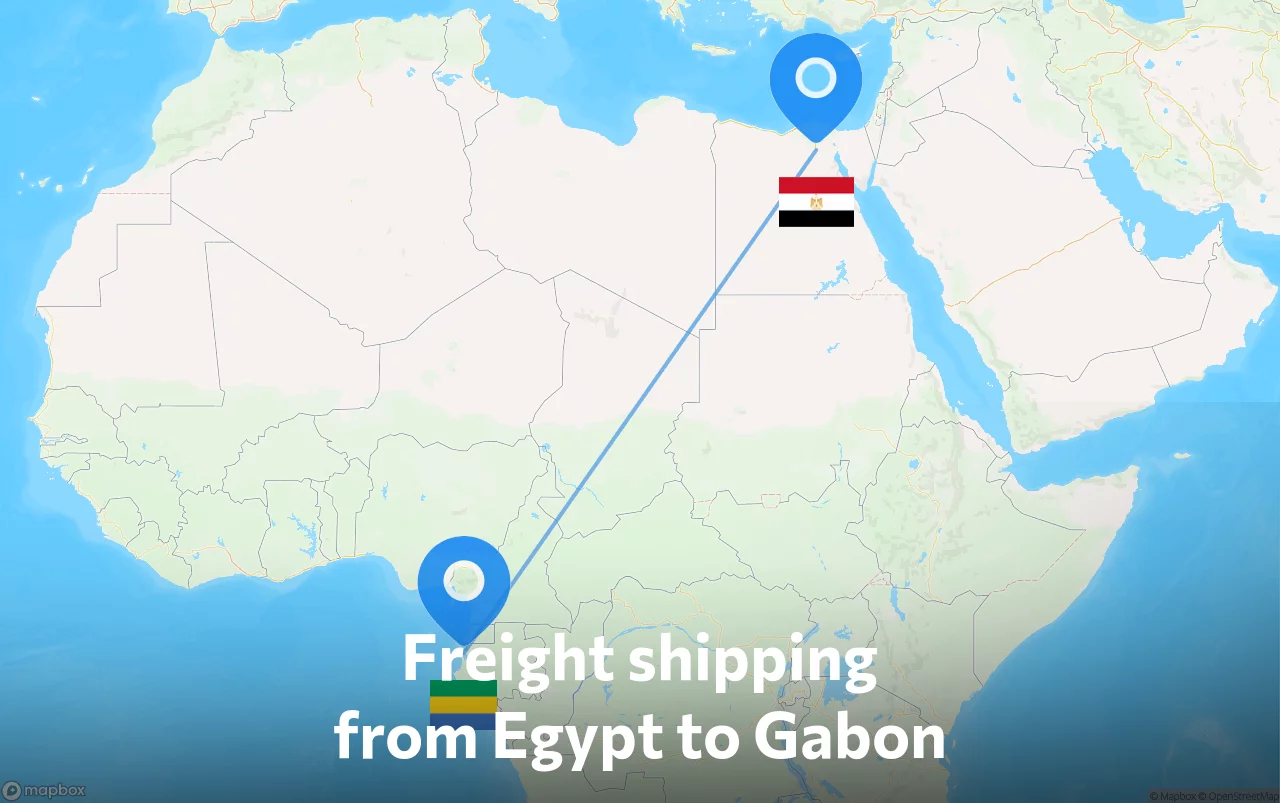 Shipping route from Egypt to Gabon