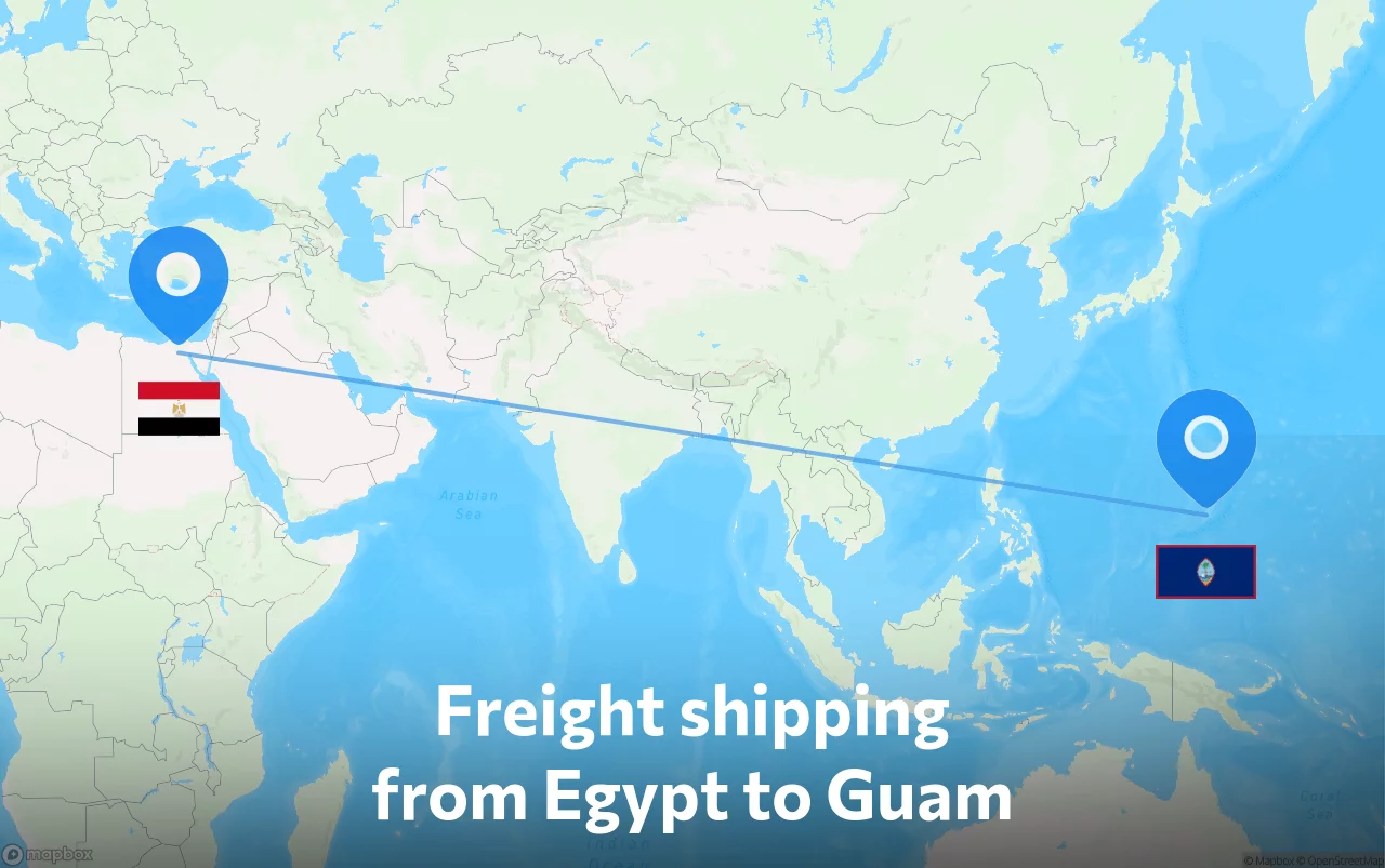 Shipping route from Egypt to Guam