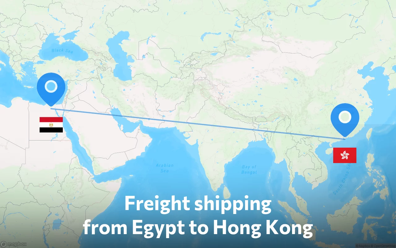 Shipping route from Egypt to Hong Kong