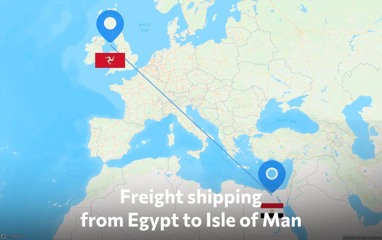 Shipping route from Egypt to Isle of Man