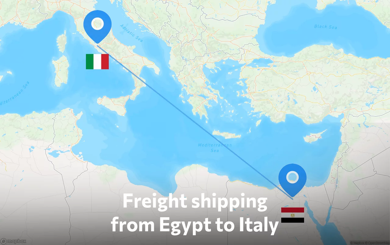 Shipping route from Egypt to Italy