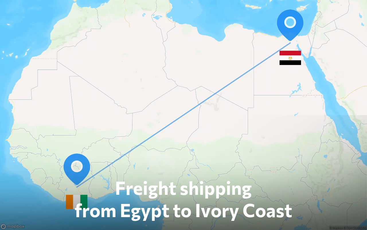 Shipping route from Egypt to Ivory Coast