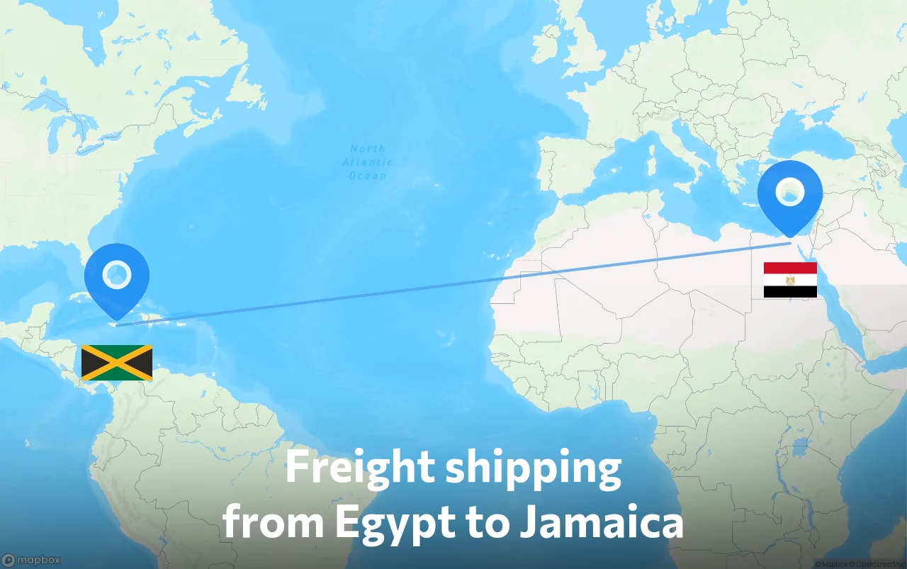 Shipping route from Egypt to Jamaica