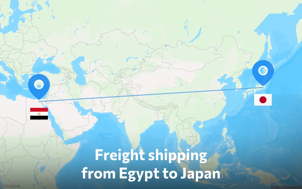 Shipping route from Egypt to Japan