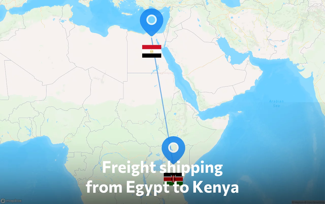 Shipping route from Egypt to Kenya