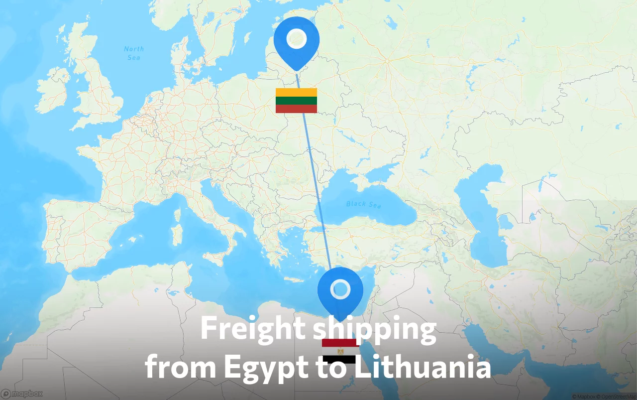 Shipping route from Egypt to Lithuania