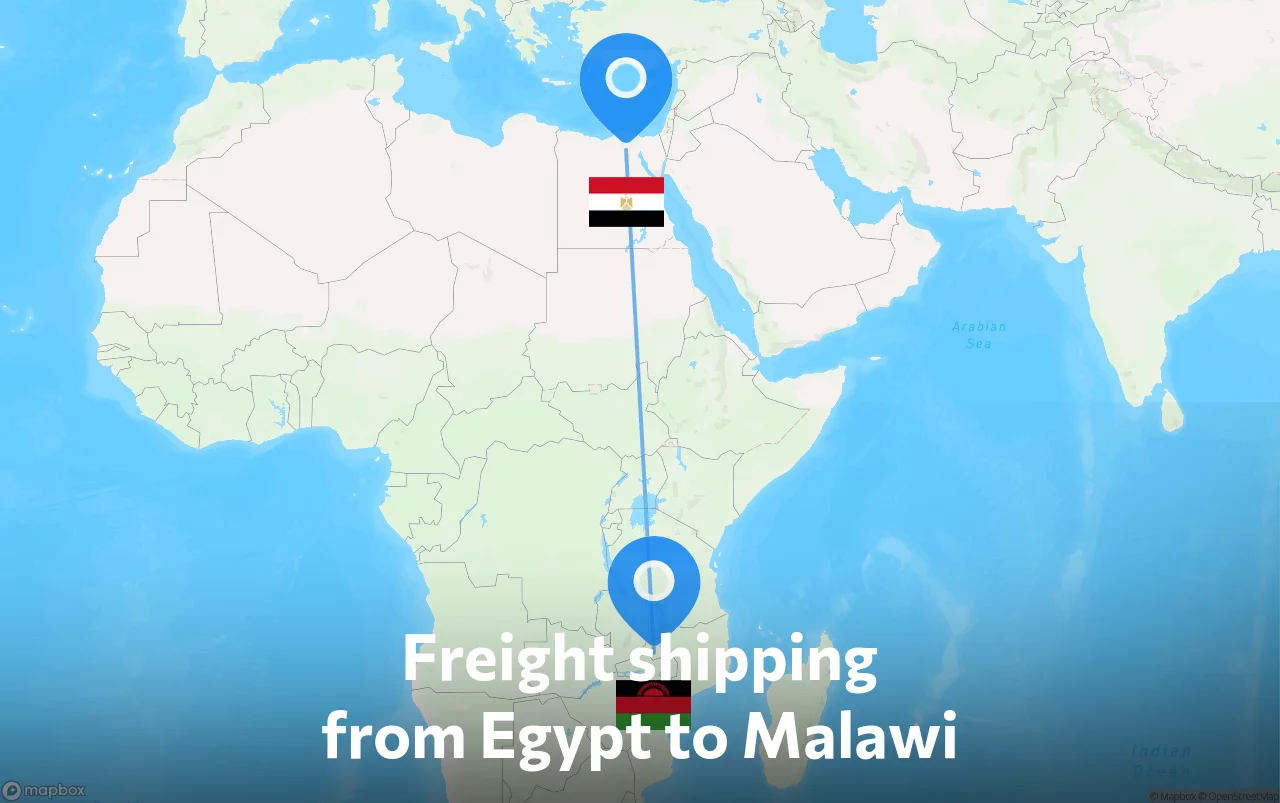 Shipping route from Egypt to Malawi