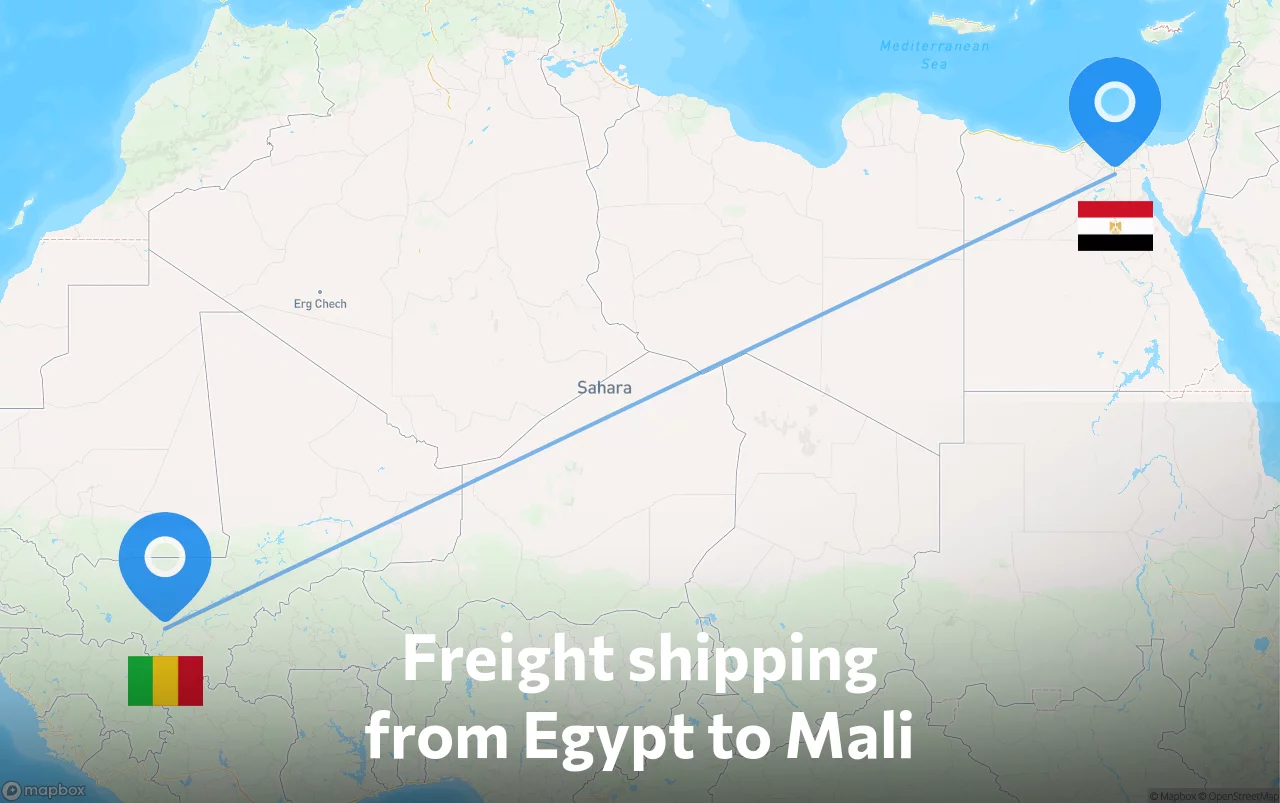 Shipping route from Egypt to Mali