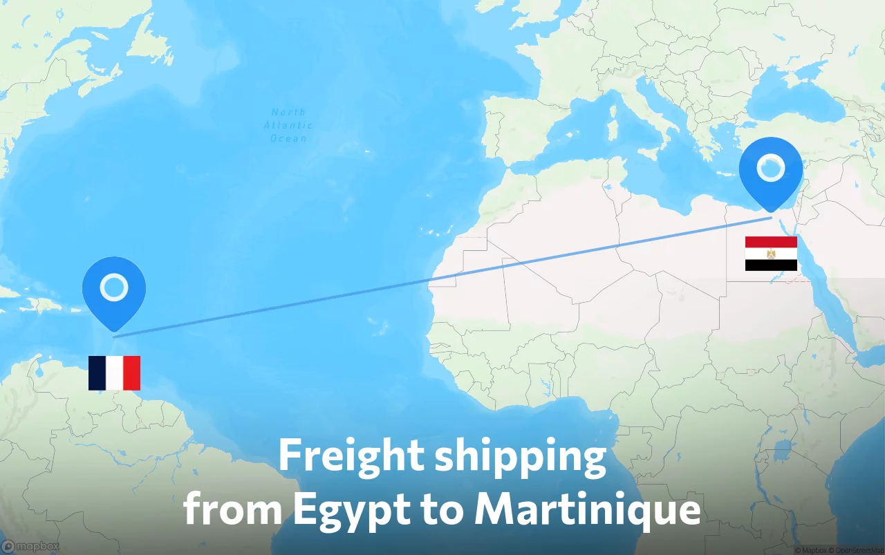 Shipping route from Egypt to Martinique