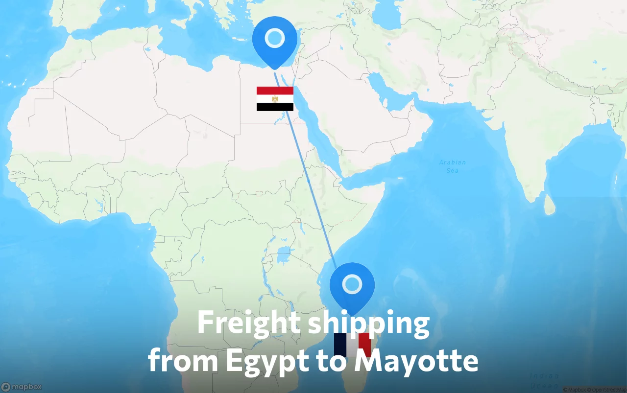 Shipping route from Egypt to Mayotte