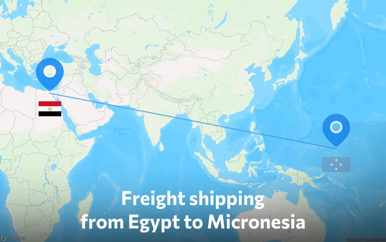Shipping route from Egypt to Micronesia