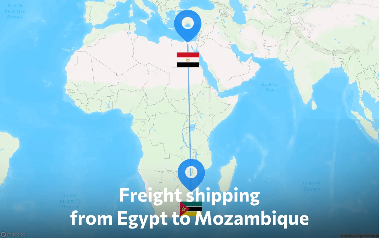 Shipping route from Egypt to Mozambique