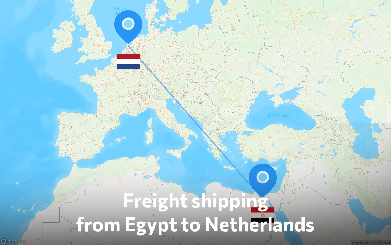 Shipping route from Egypt to Netherlands