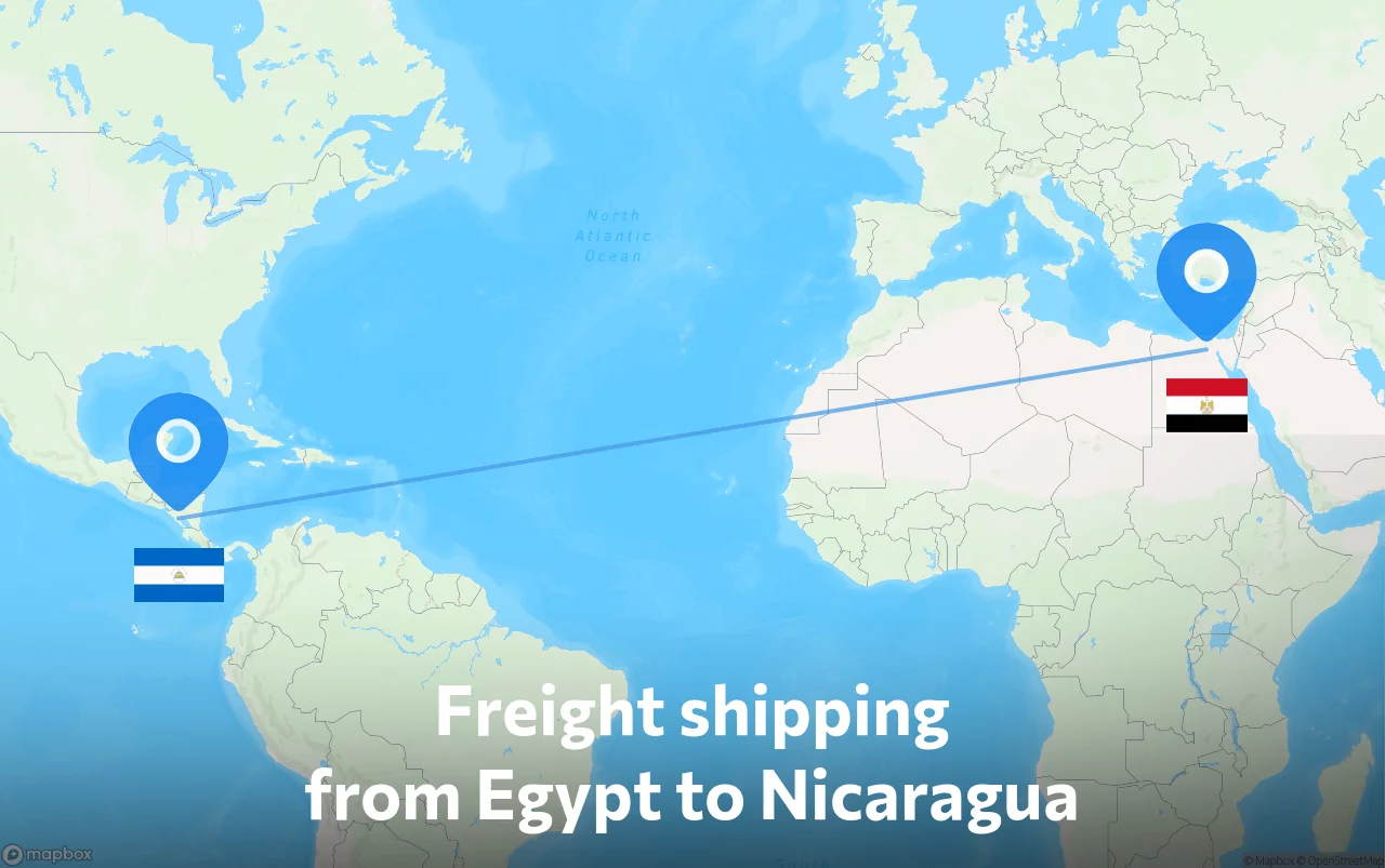 Shipping route from Egypt to Nicaragua