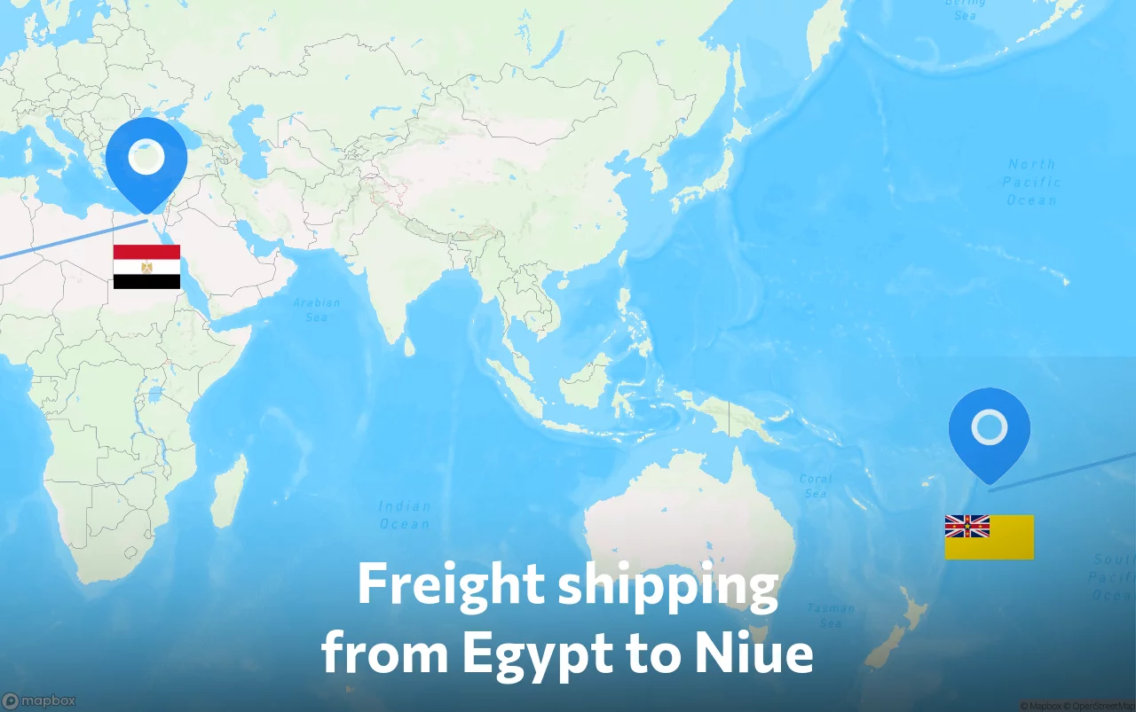 Shipping route from Egypt to Niue