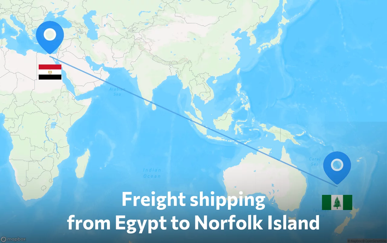 Shipping route from Egypt to Norfolk Island