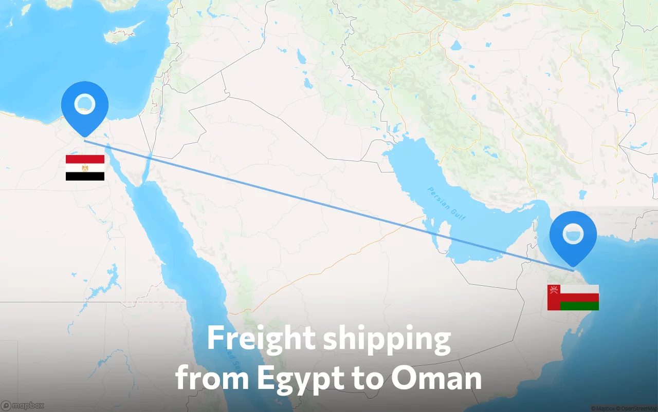 Shipping route from Egypt to Oman