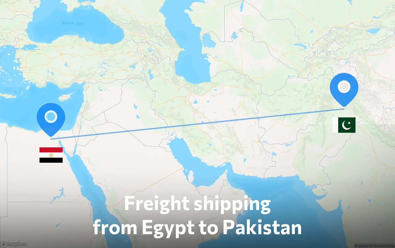 Shipping route from Egypt to Pakistan