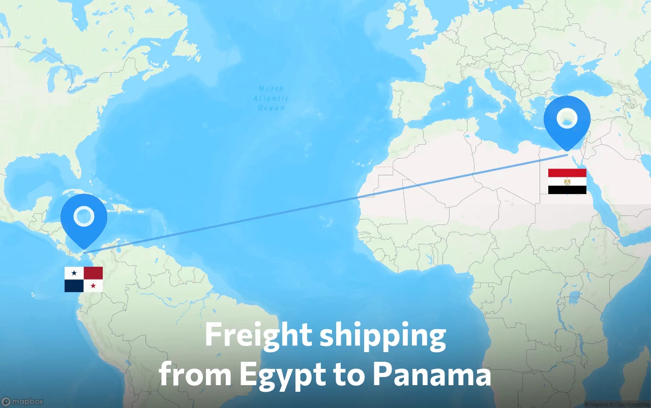 Shipping route from Egypt to Panama