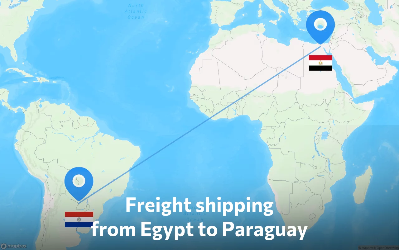 Shipping route from Egypt to Paraguay