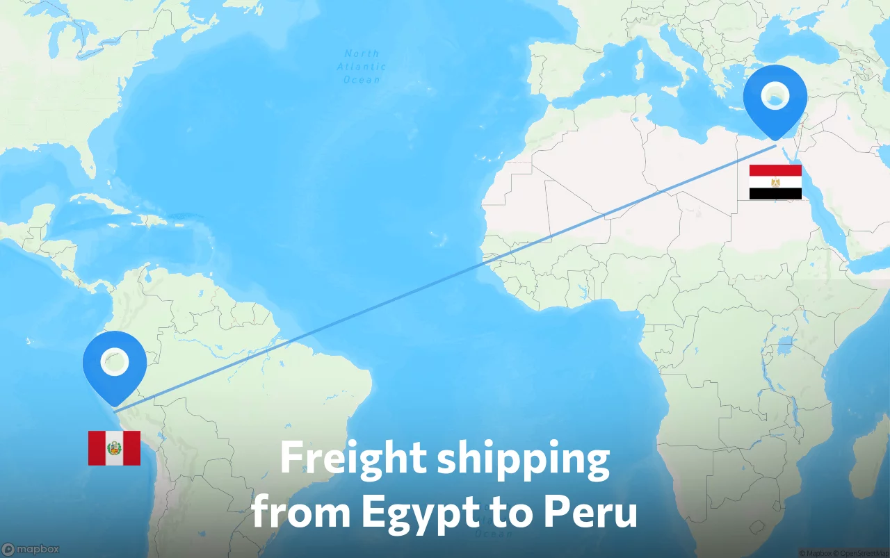 Shipping route from Egypt to Peru