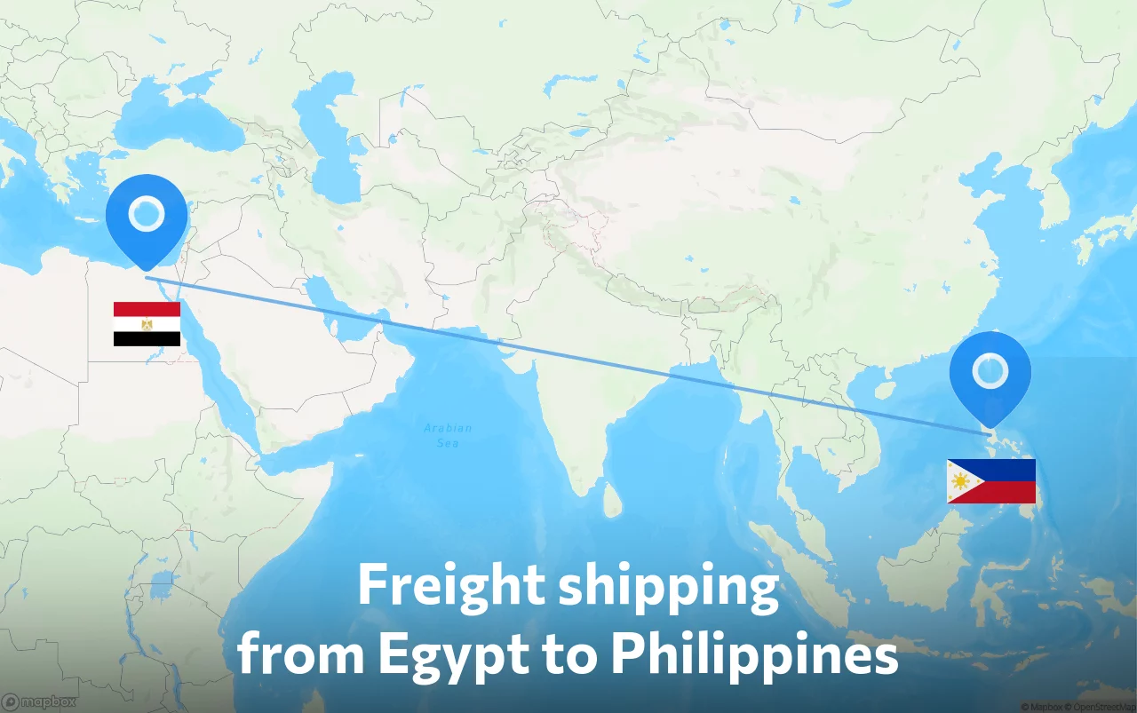 Shipping route from Egypt to Philippines