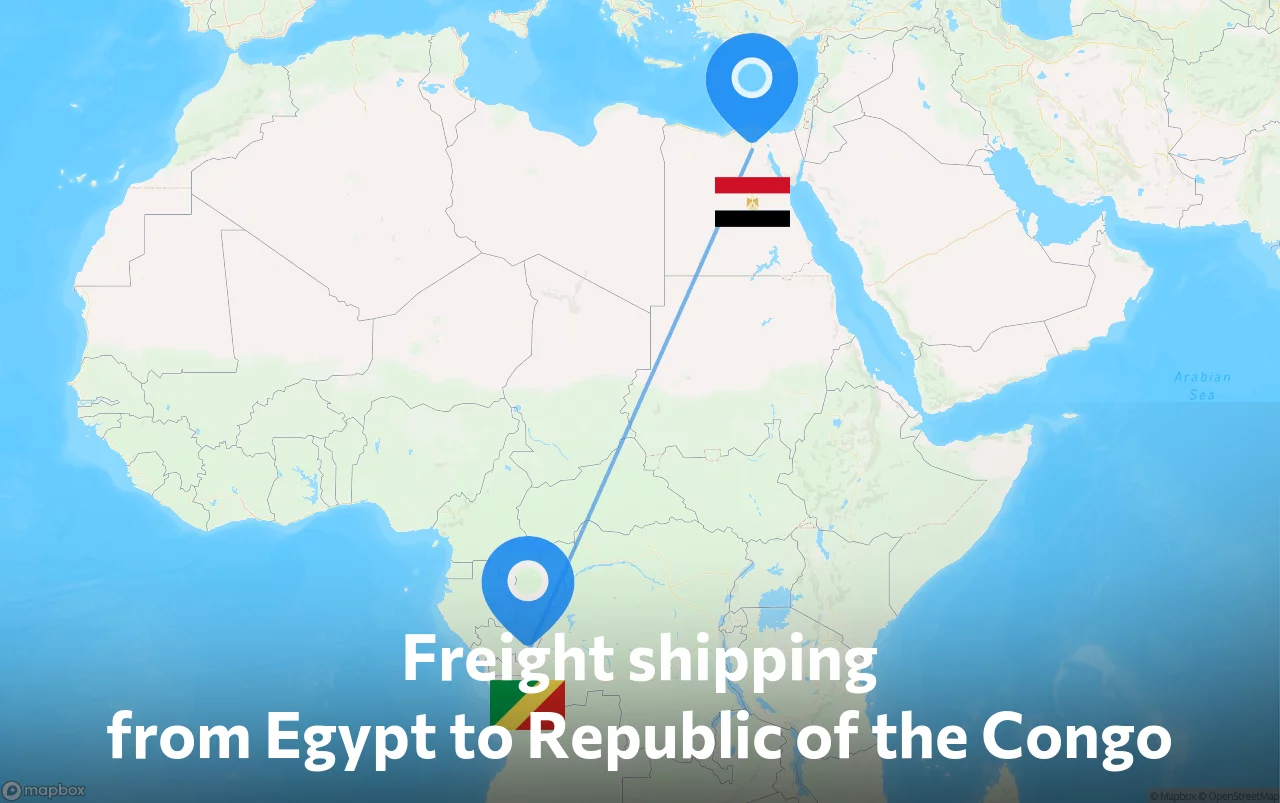 Shipping route from Egypt to Republic of the Congo