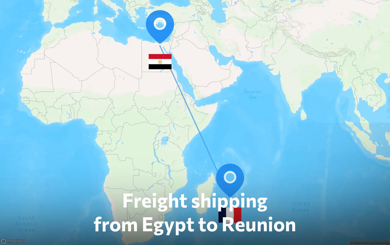 Shipping route from Egypt to Reunion
