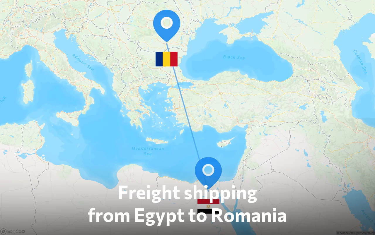 Shipping route from Egypt to Romania
