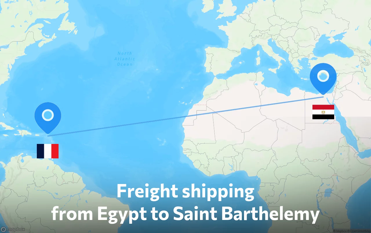 Shipping route from Egypt to Saint Barthelemy