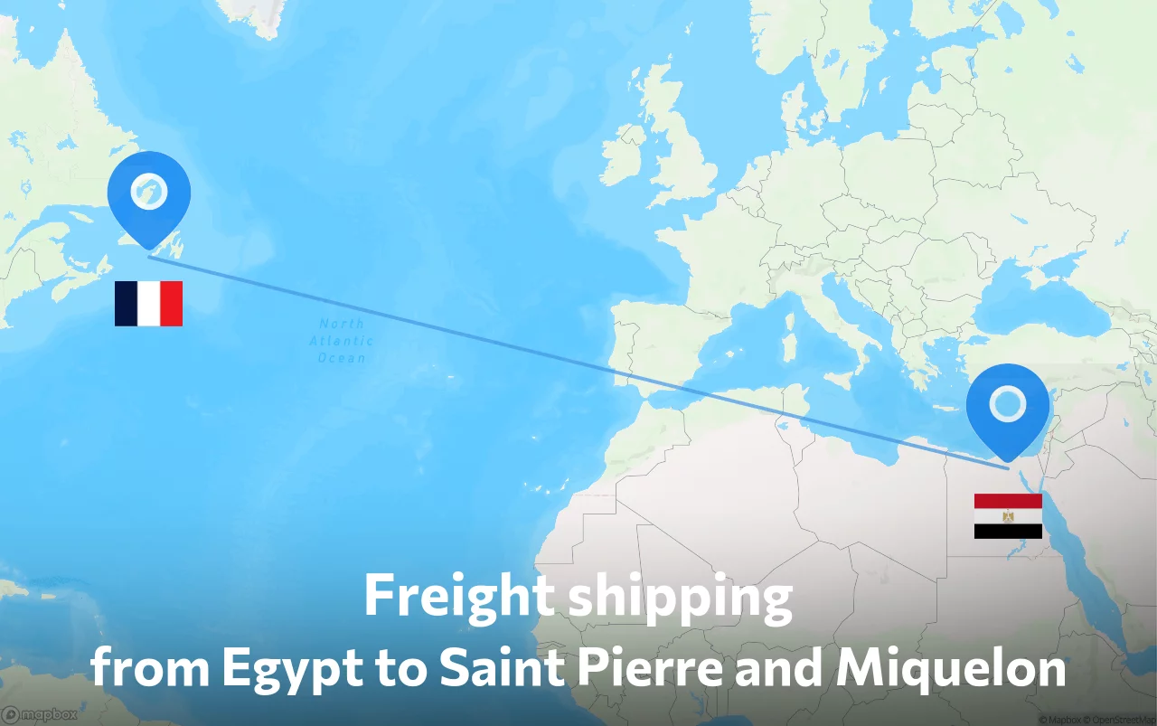 Shipping route from Egypt to Saint Pierre and Miquelon