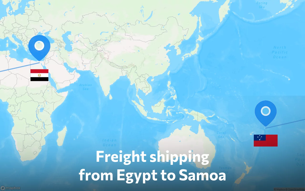 Shipping route from Egypt to Samoa