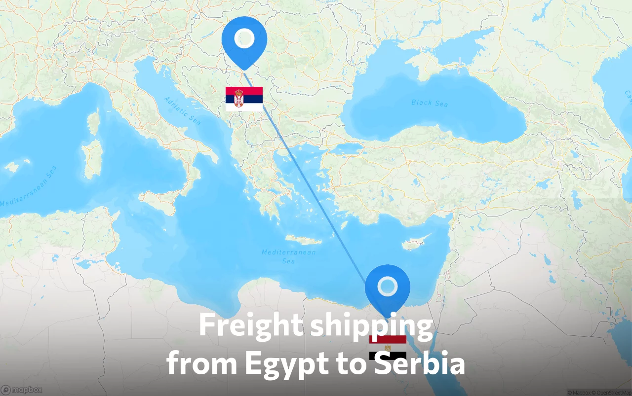 Shipping route from Egypt to Serbia