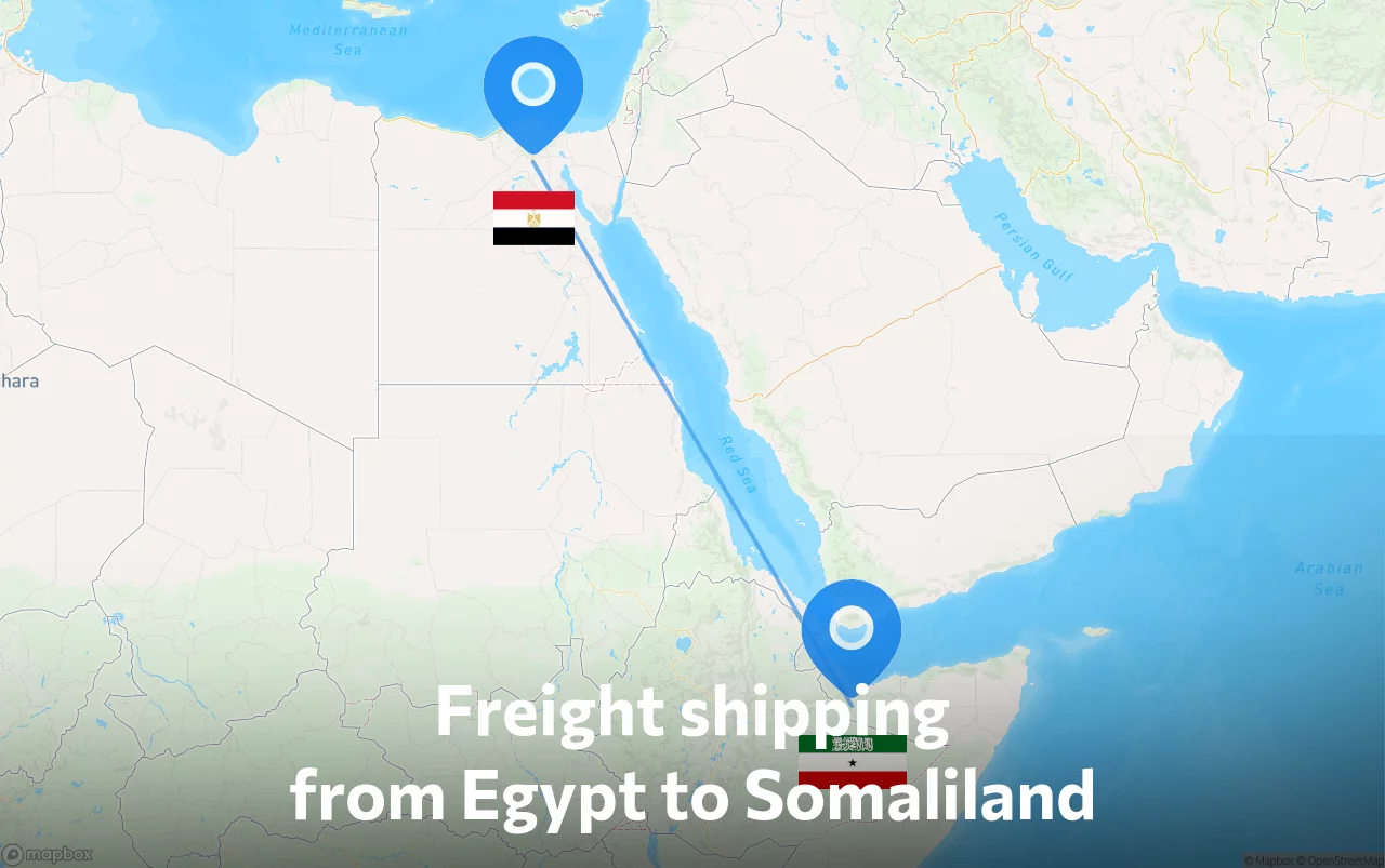 Shipping route from Egypt to Somaliland