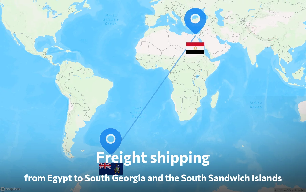 Shipping route from Egypt to South Georgia and the South Sandwich Islands