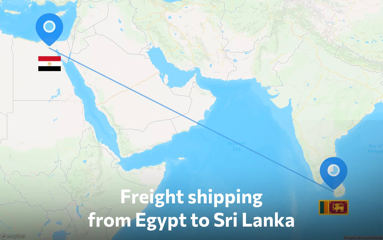 Shipping route from Egypt to Sri Lanka