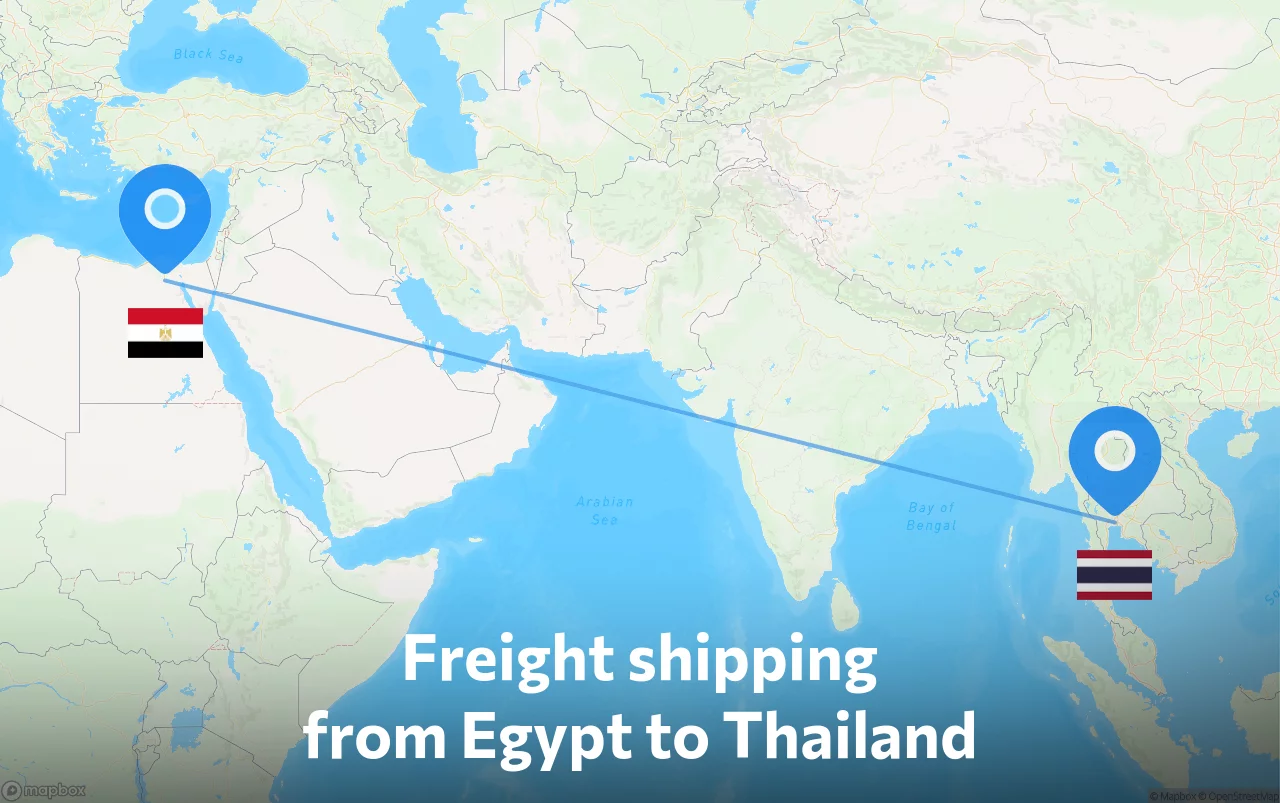 Shipping route from Egypt to Thailand