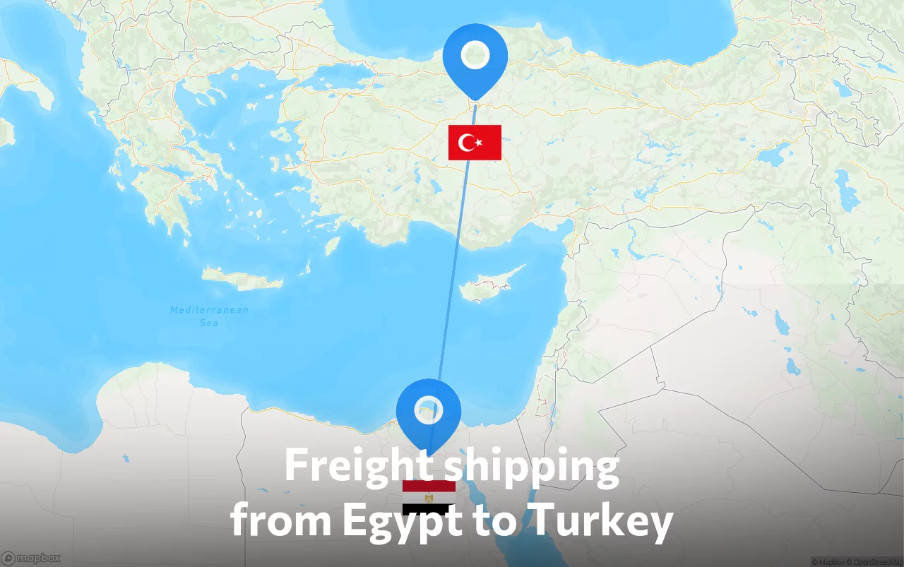 Shipping route from Egypt to Turkey