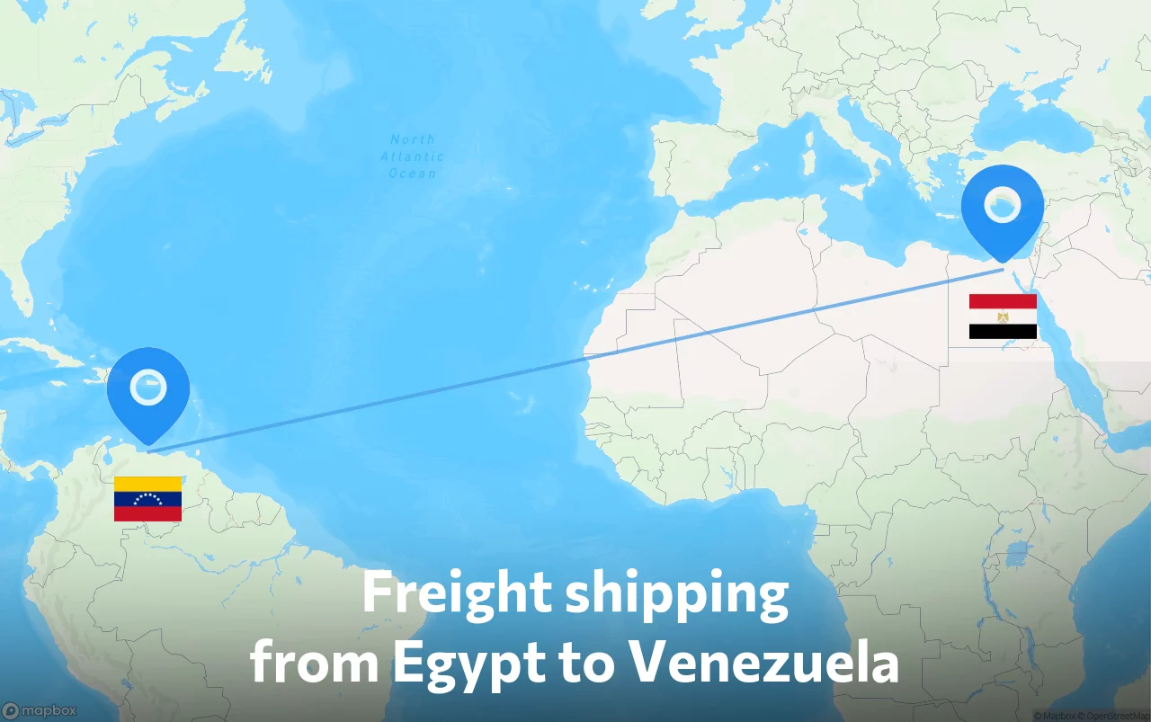 Shipping route from Egypt to Venezuela