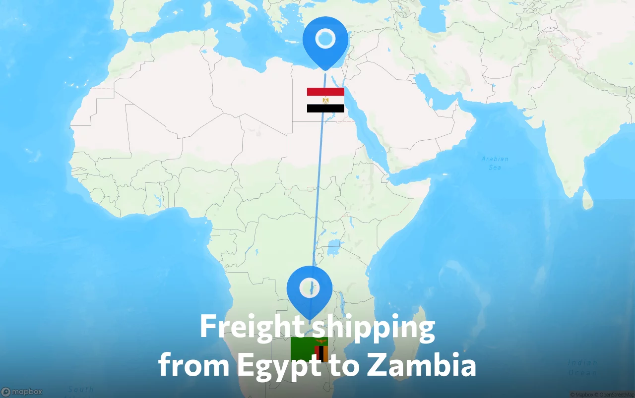 Shipping route from Egypt to Zambia