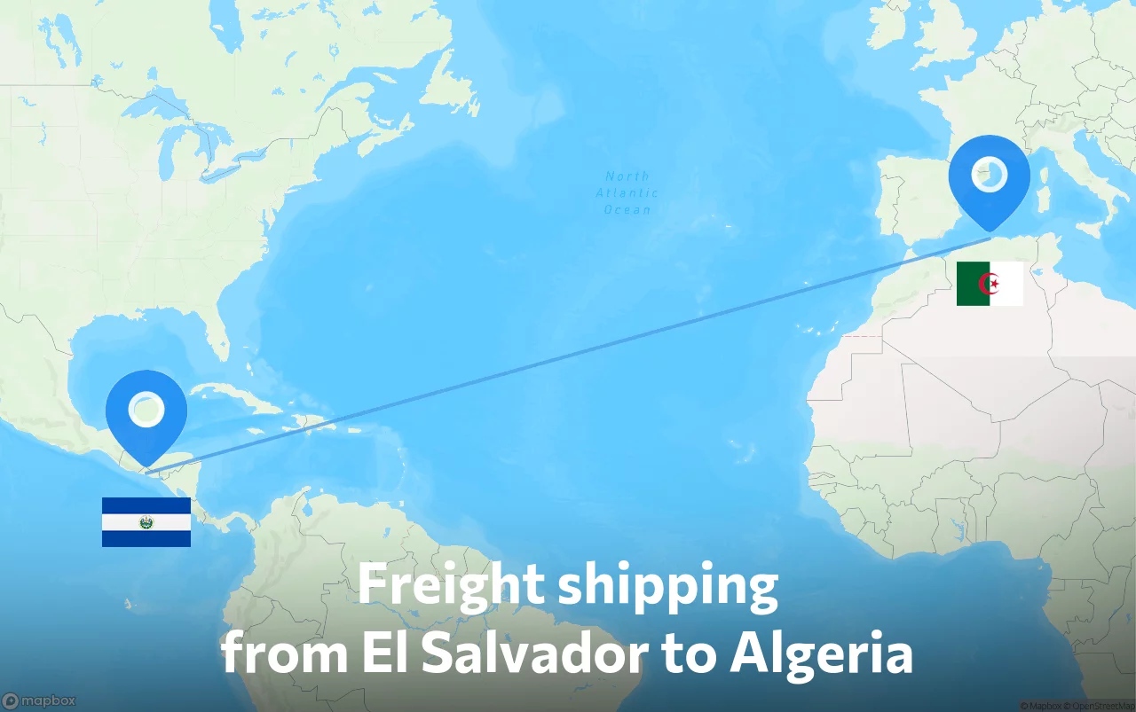 Shipping route from El Salvador to Algeria