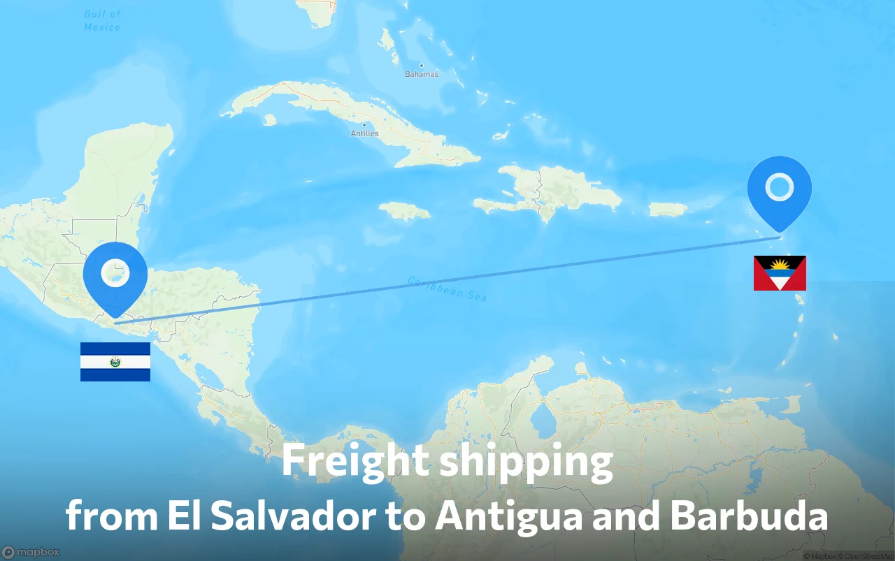 Shipping route from El Salvador to Antigua and Barbuda