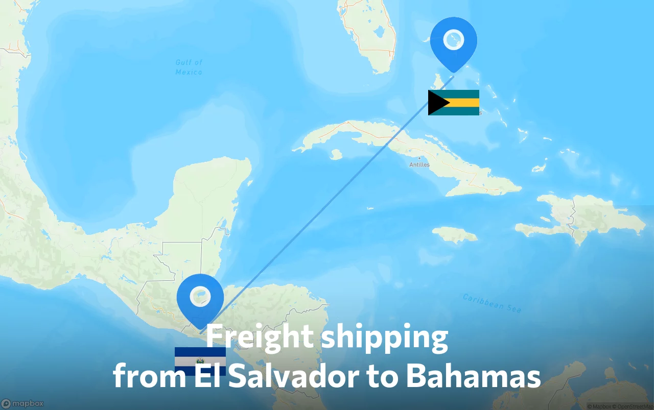 Shipping route from El Salvador to Bahamas