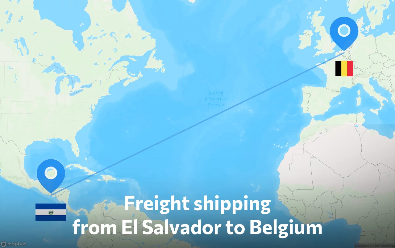 Shipping route from El Salvador to Belgium