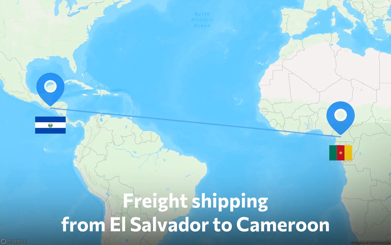 Shipping route from El Salvador to Cameroon