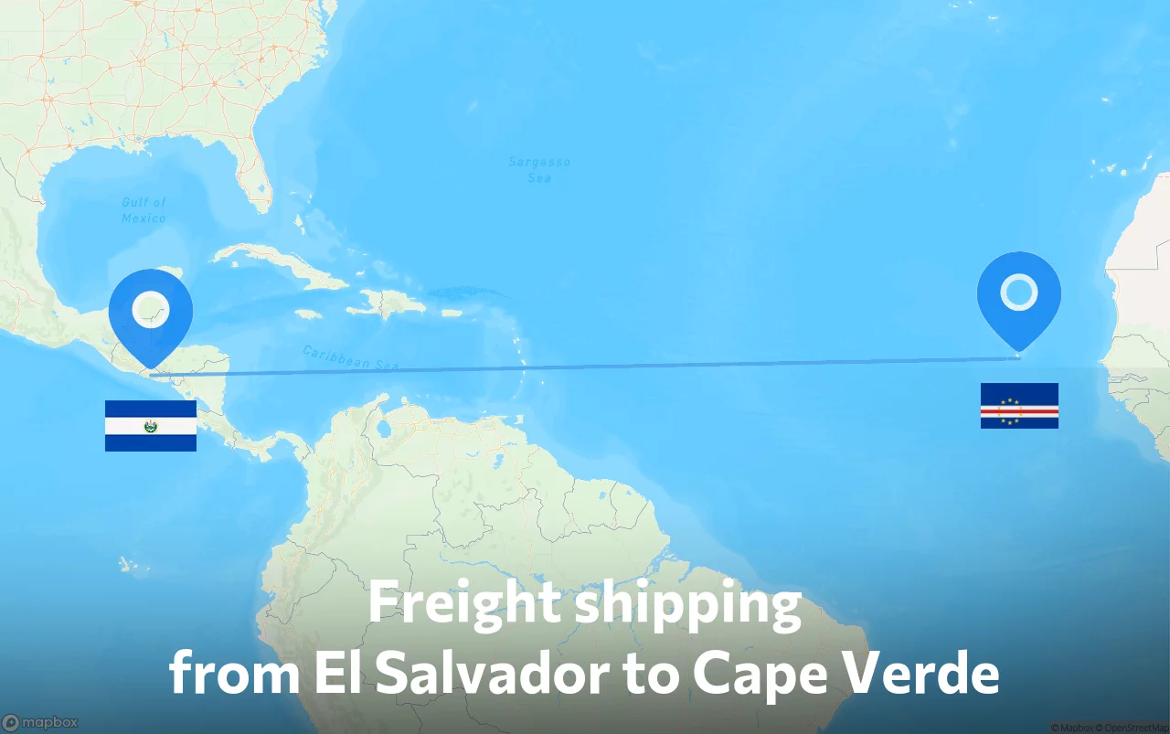 Shipping route from El Salvador to Cape Verde